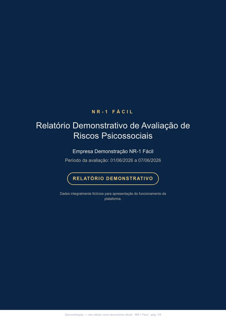 Capa do relatório demonstrativo